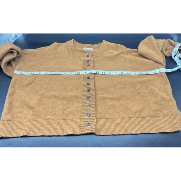 Madewell Burnt Orange Brampton Crop Cardigan Sweater M Cozy Neutral Minimalist - Picture 8 of 9